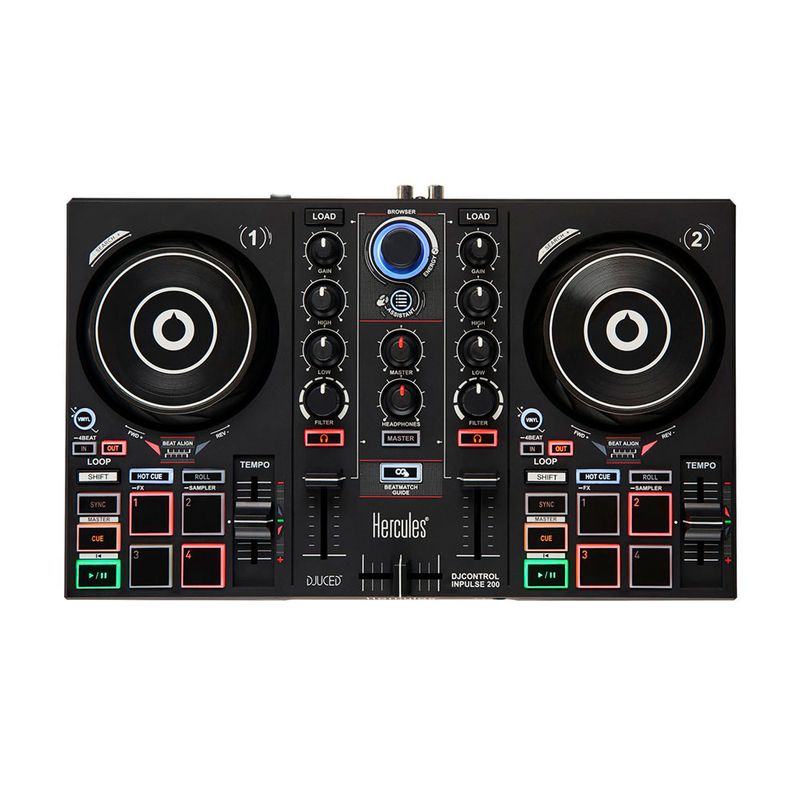 Controlador-de-DJ-IMPULSE200-Hercules-4-pads-x-4-modos-Negro-IMPULSE200-W