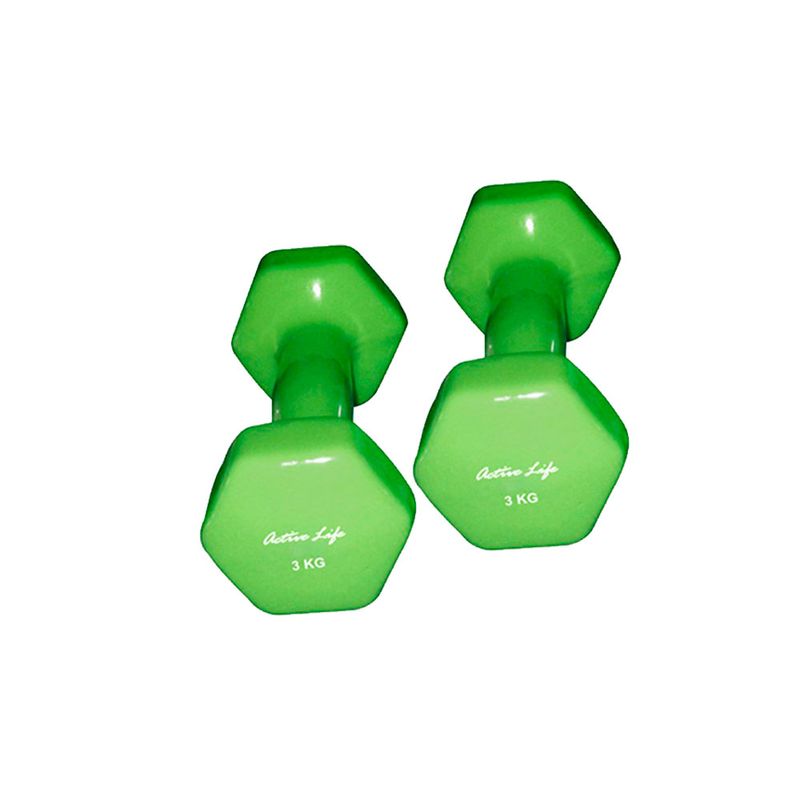Mancuernas de Vinil Active Life P8820 | 3 Kg 1 Par Color Verde