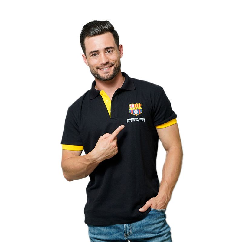 Camiseta Tipo Polo de Caballero Barcelona P57417 | Negro con Amarillo